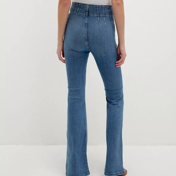 NWOT Free People Jayde Sunburst Blue Flares, Size 27 - Picture 5 of 8